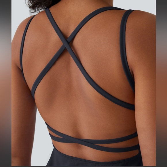 Crisscross Backless Flare Mini Slip Dance Active Dress - Picture 2 of 4